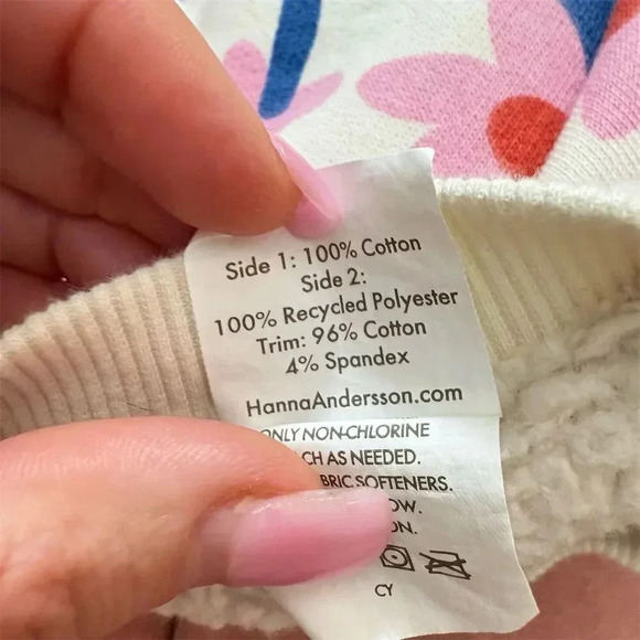 Hanna Andersson Fleece Girls Floral Pullover Sweatshirt Size 10 Reversible - Picture 5 of 7